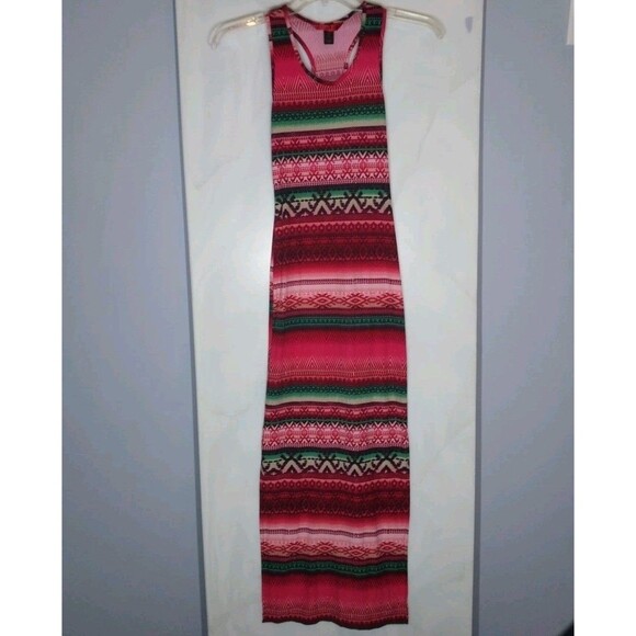 Hot Kiss Maxi Bodycon Dress Sz S Tall Racerback Side Slits Buttery Soft Boho - Picture 1 of 7